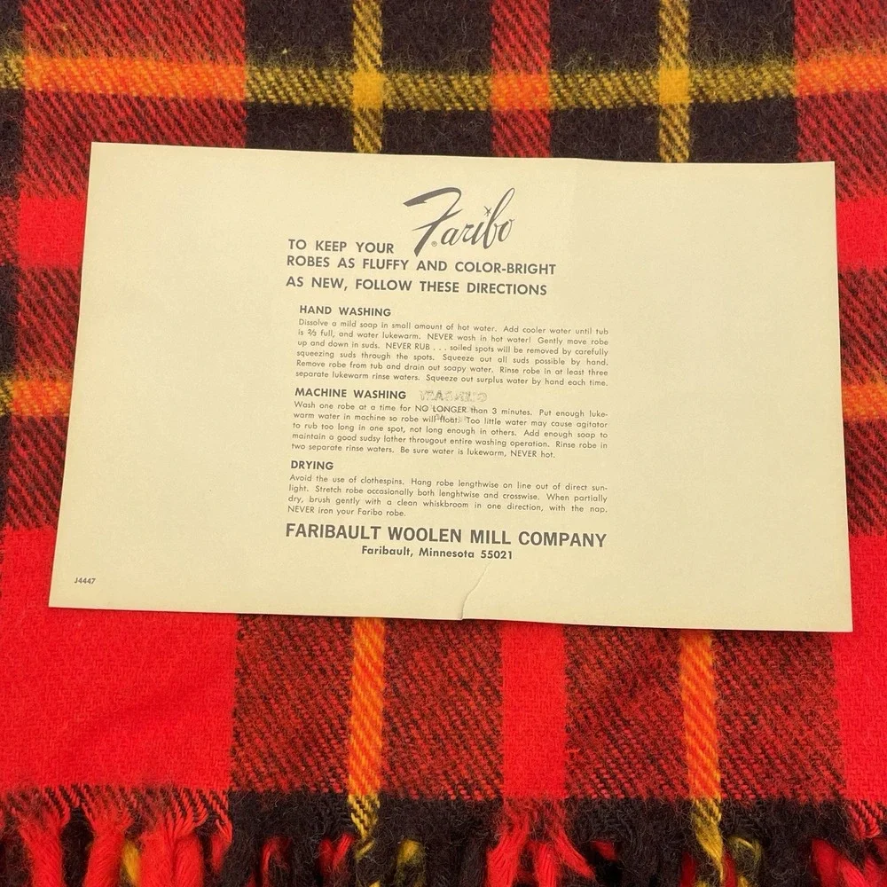 Vintage 1960s-1970s Faribo Glengary Plaid Acrylic Blanket 50x60 USA Fringe